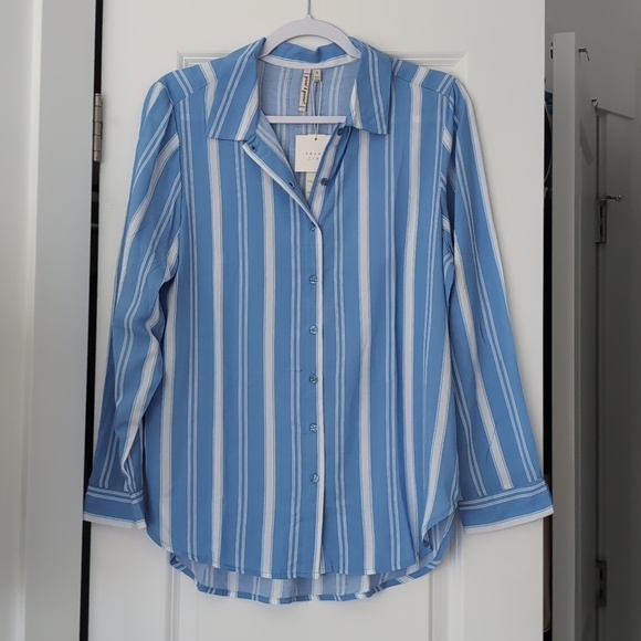 grand & greene Tops - NWOT Striped Button Up Work Shirt